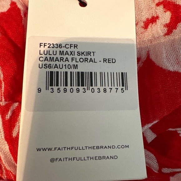 Faithfull The Brand Lulu Maxi Skirt Camara Floral Print Red - Picture 14 of 14